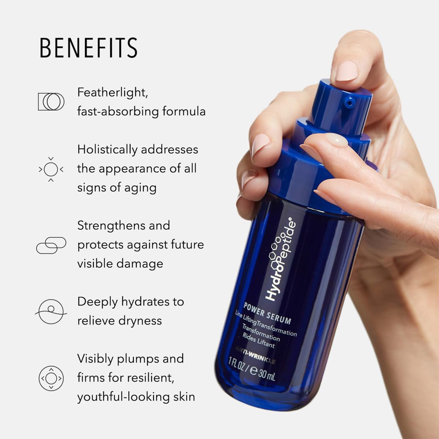 HydroPeptide Face Lift Advanced Ultra-Light Moisturizer and Power Serum Anti-Wrinkle Bundle, (1 Ounce each)