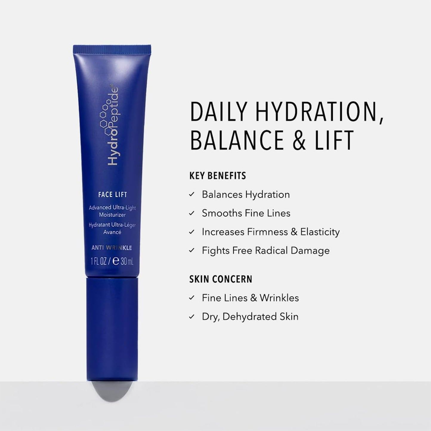 HydroPeptide Face Lift Advanced Ultra-Light Moisturizer and Power Serum Anti-Wrinkle Bundle, (1 Ounce each)