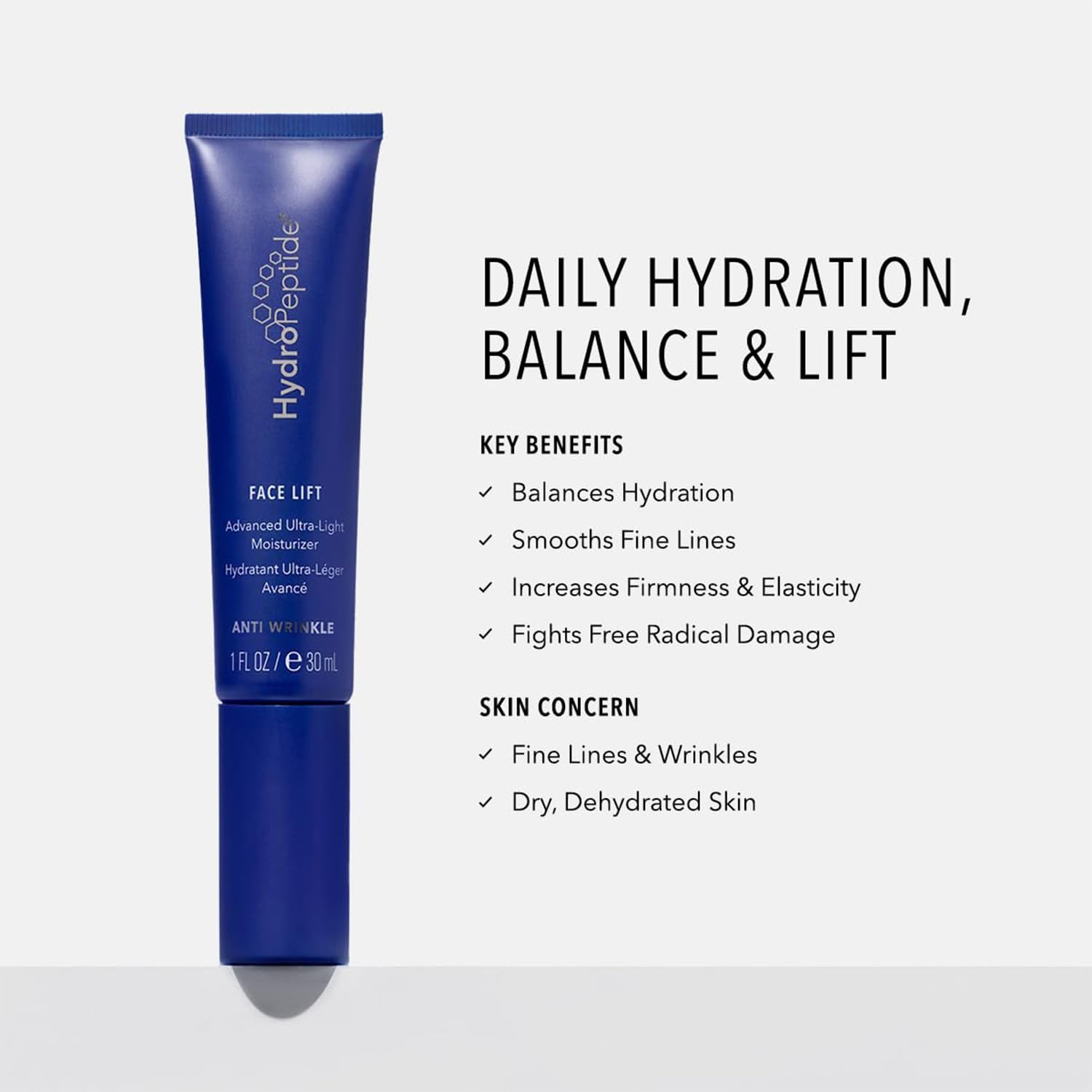 HydroPeptide Face Lift Advanced Ultra-Light Moisturizer and Power Serum Anti-Wrinkle Bundle, (1 Ounce each)