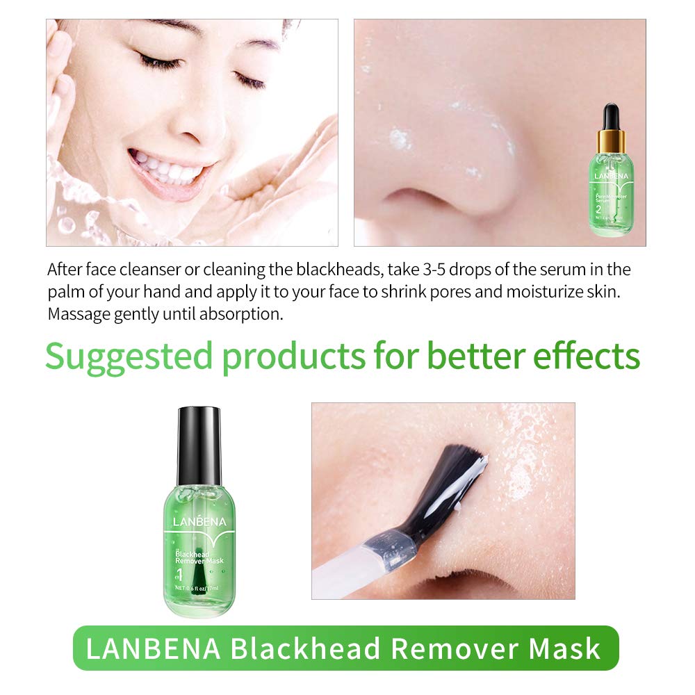 LANBENA Blackhead Remover Mask, Blackhead Remover Mask Peel Off Blackhead Mask 2 in 1 Green Tea Oil Blackhead Removal 100 Pcs Blackhead Remover Mask for Pores, Nose, Chins & Face