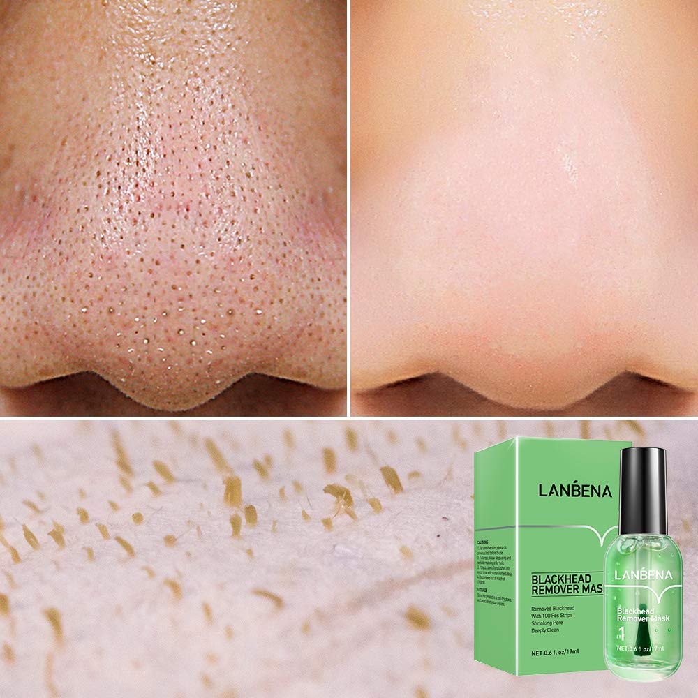 LANBENA Blackhead Remover Mask, Blackhead Remover Mask Peel Off Blackhead Mask 2 in 1 Green Tea Oil Blackhead Removal 100 Pcs Blackhead Remover Mask for Pores, Nose, Chins & Face