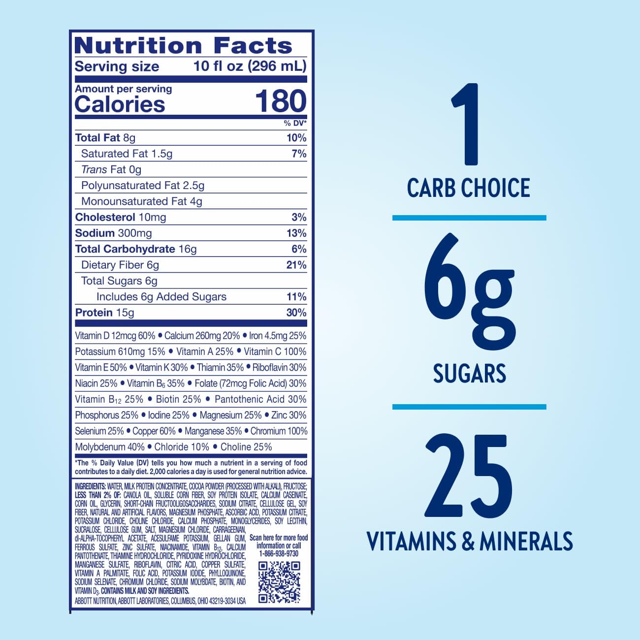 Glucerna Hunger Smart Nutrition Shake to Support Blood Sugar Management | Diabetes Care Shake, 15g Protein, Ready-to-Drink Meal or Snack Replacement for Adults, 180 Calories, Chocolate, 24 Pack