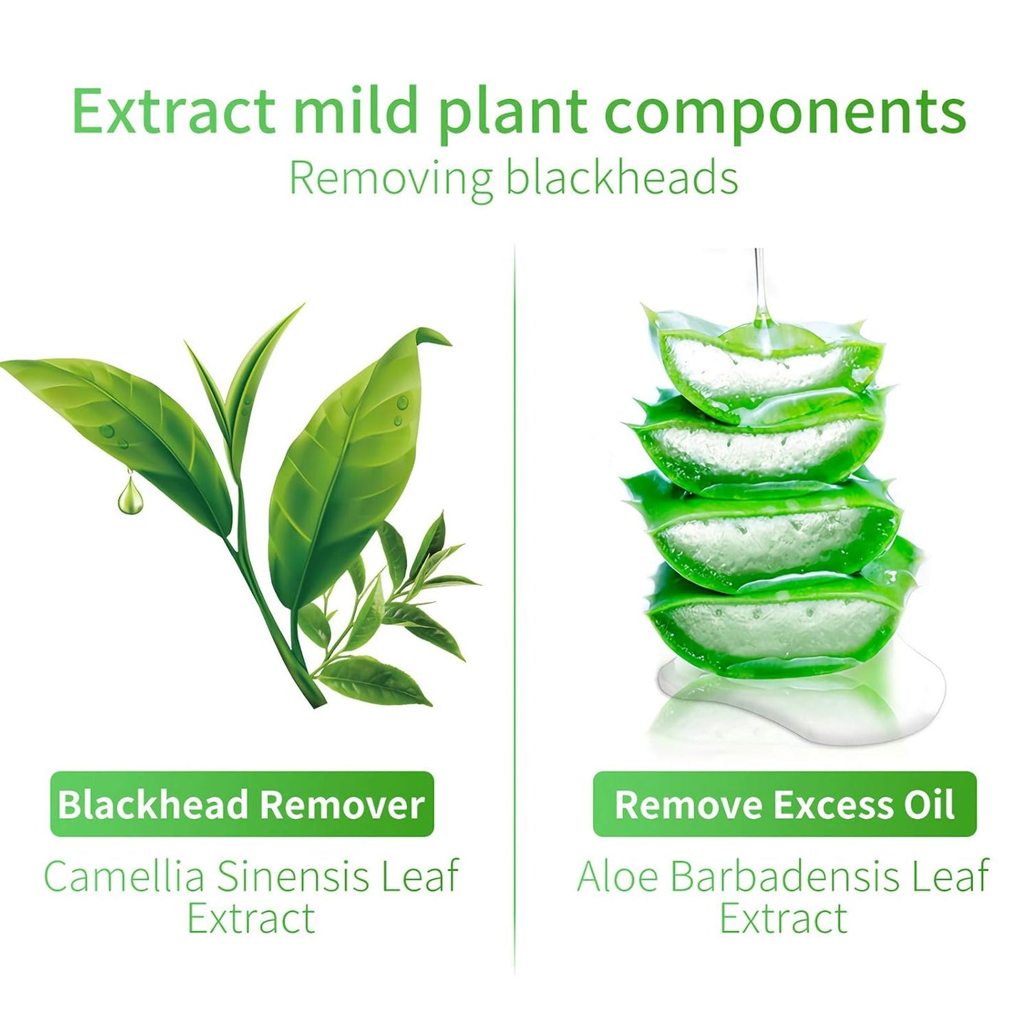 LANBENA Blackhead Remover Mask, Blackhead Remover Mask Peel Off Blackhead Mask 2 in 1 Green Tea Oil Blackhead Removal 100 Pcs Blackhead Remover Mask for Pores, Nose, Chins & Face